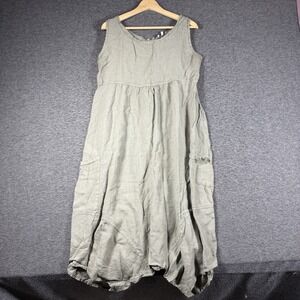 LIN Nature 100% Linen Lagenlook Jumpsuit One Piece Womens Size 50 2XL Sage Green